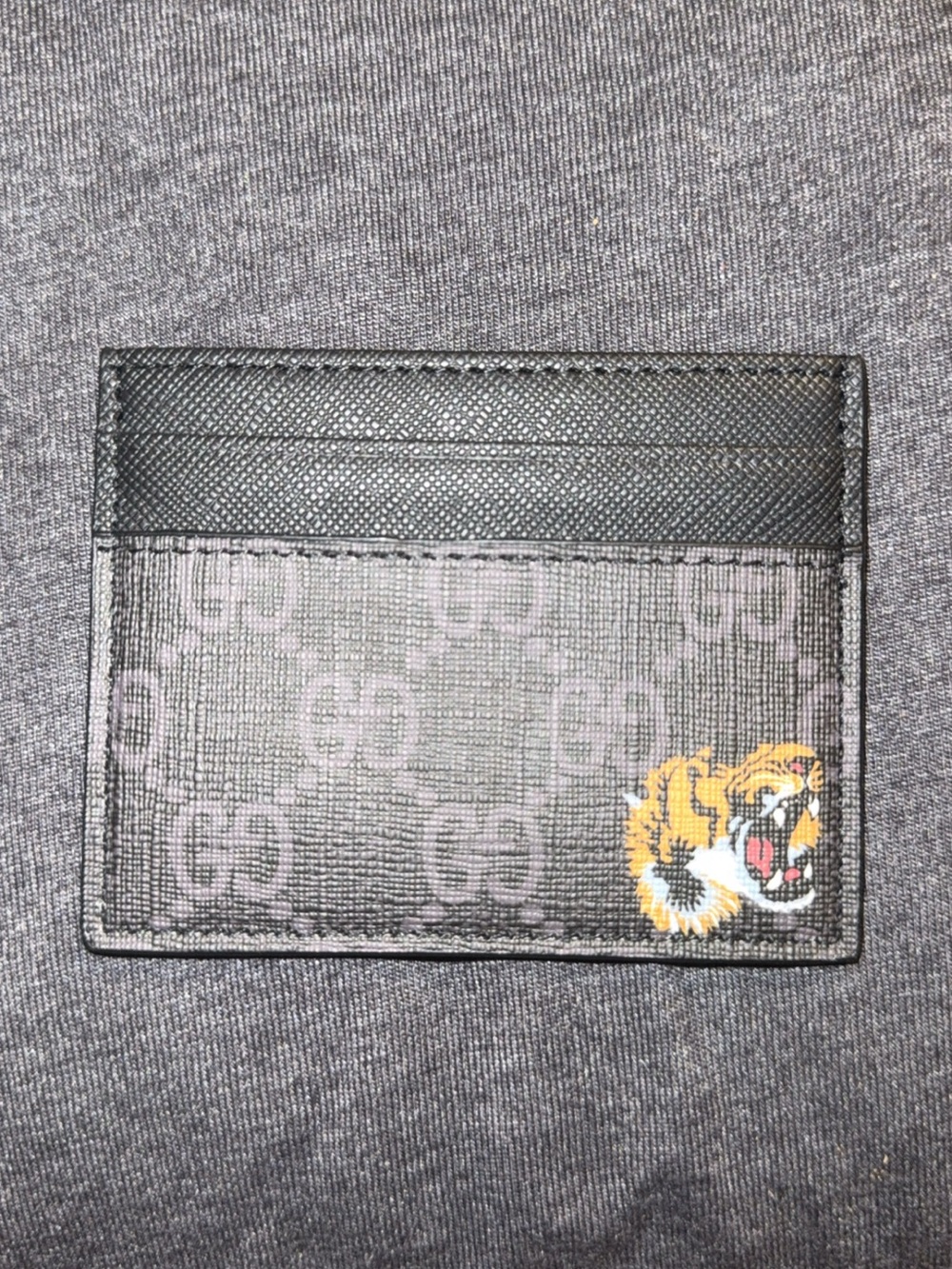 Double GG Black Supreme Tiger Cardholder